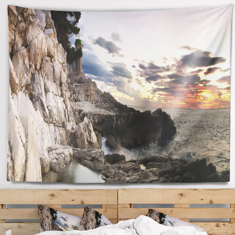Paysage photographie adriatique sunset tapisserie, H 32 po x l 39 po