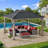 Sunjoy 11’ x 13’ Grayden Wood Gazebo, Outdoor Patio Solar Powered Hardtop Gazebo with One-Tier Metal Roof, LED Light  and Ceiling Hook-109055329