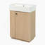 Meuble-lavabo de 21,6 po avec lavabo en céramique, armoire moderne autoportante à grain droit avec rangement ouvert et fermé pour les petites salles de bain