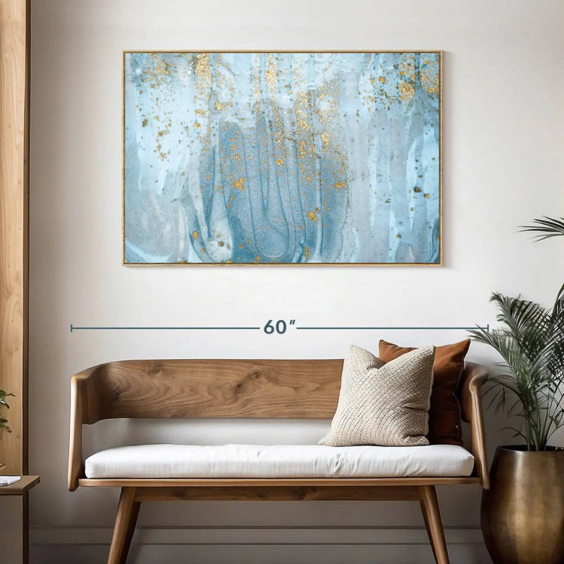 Giard bleu clair, Cadre flottant en bois naturel, 46 po x 31 po