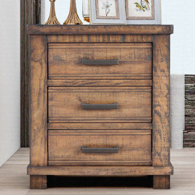 Table de chevet rustique à trois tiroirs Rustic