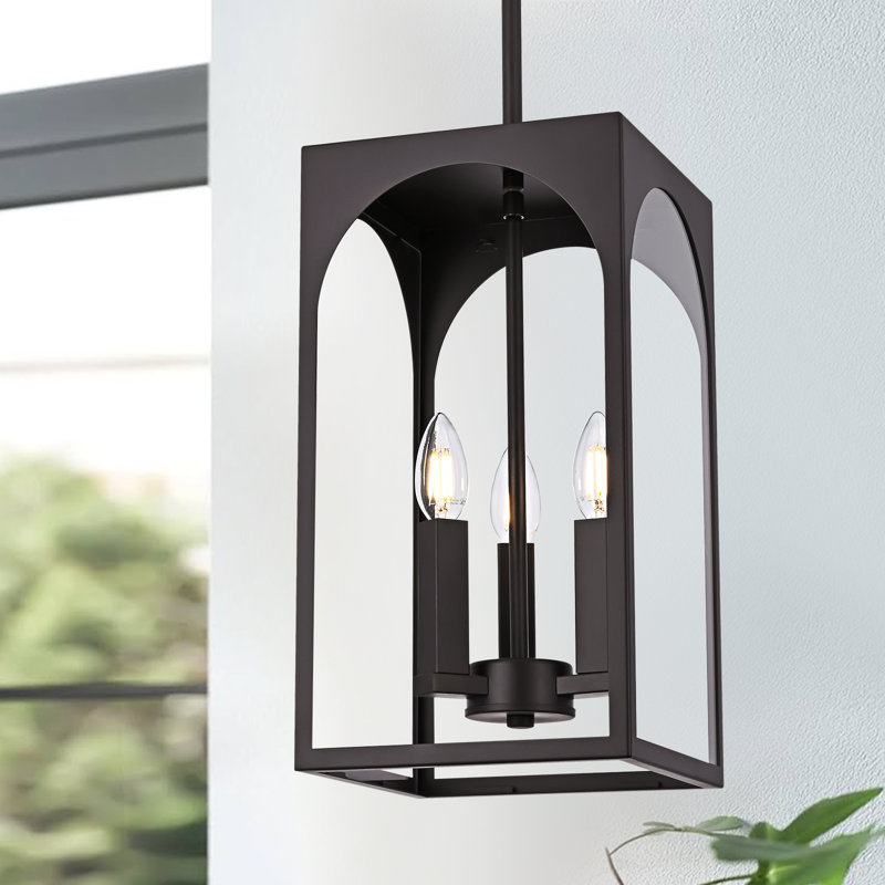Large Outdoor Pendant Light Fixtures 3-Light, Exterior Hanging Lantern Porch Light Adjustable, Oil Rubbed Bronze Hanging Lamp Farmhouse Exterior Chandelier Ceiling Mount For Entrance Patio