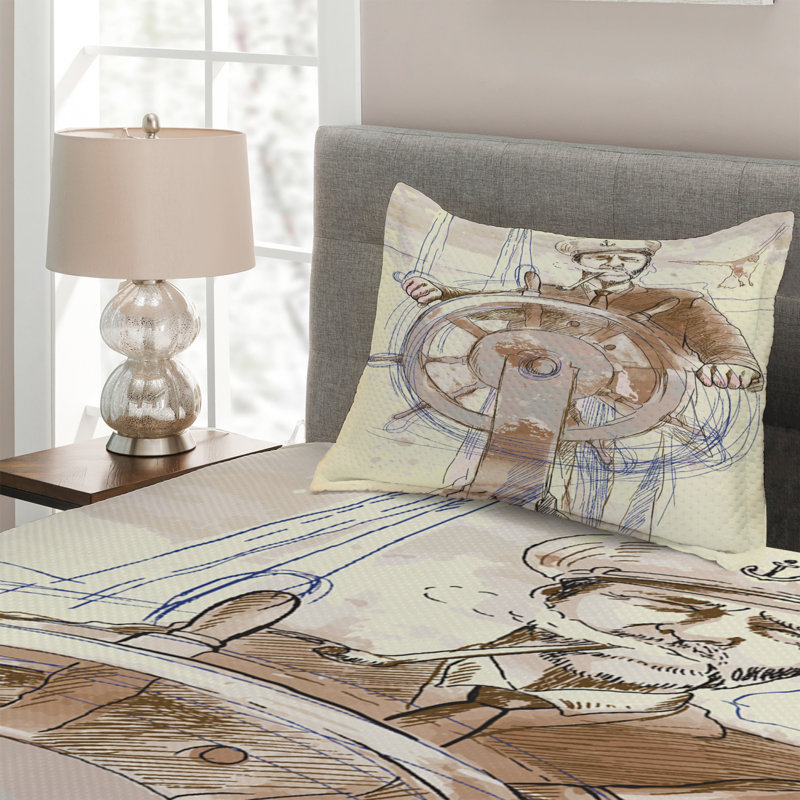Coastal Polyester Coverlet, Twin Bedspread + 1 Sham