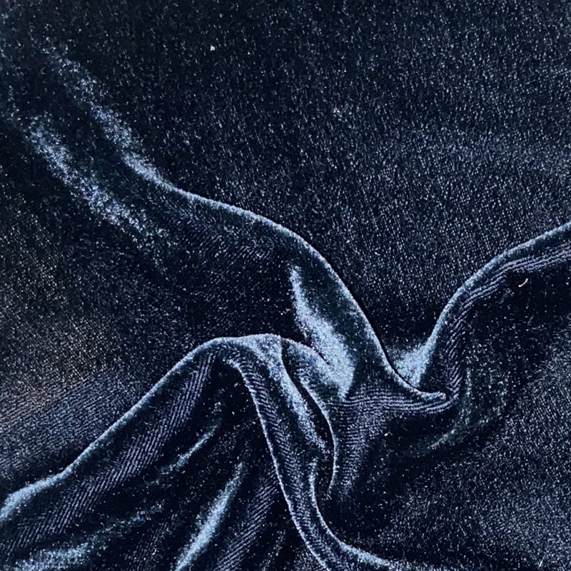 Midnight Blue Velvet Ruffled Round Throw Pillow