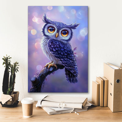 Epic Graffiti 'Young Blue Owl With Big Yellow Eyes' by Momart Canvas Wall Art