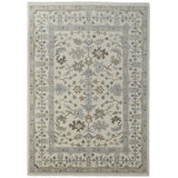 Karina Hand Knotted Wool Ikat Area Rug in Beige/Dash Gray
