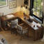 Bureaux en bois massif en L noyer-107938145-107938149
