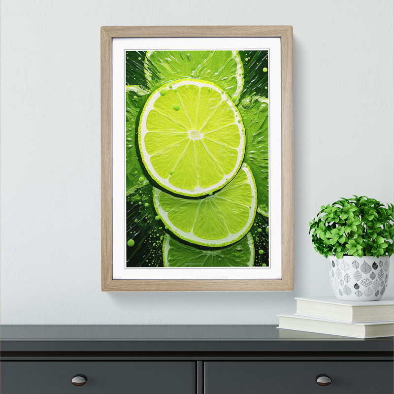 Sliced Lime No.2 Framed Print, 64cm H x 46cm W, Oak Framed