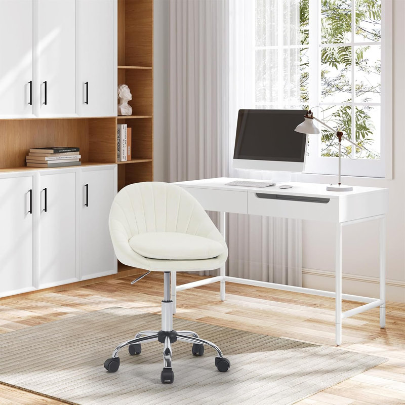 Chartrand Velvet Office Chair, Cream