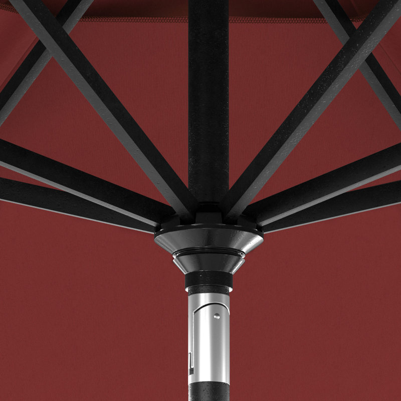 Parasol de patio noir en pierre 11 pieds avec manivelle en aluminium Ribs Red Pacifica, Rouge