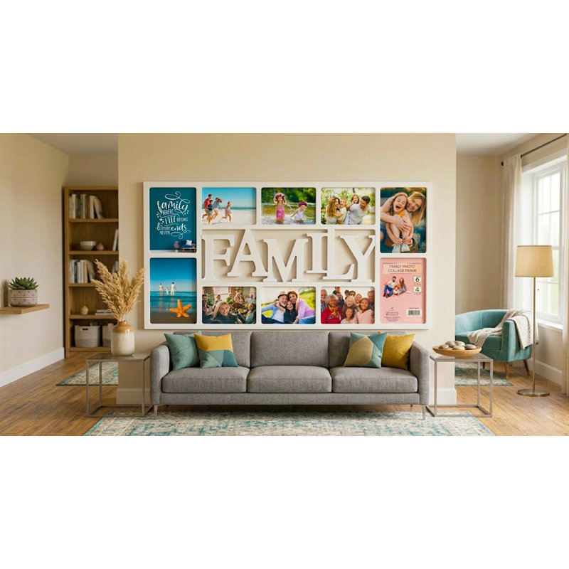 10 Slots Picture Frames With Heartwarming Centerpiece