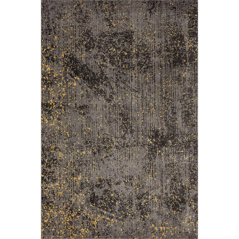 Tapis brun / gris / jaune, Rectangle 5 pi x 7 pi 6 po