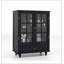 Buffet minimaliste noir avec portes doubles en verre et tiroir