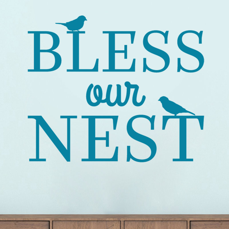 Décalcomanie murale bless notre nid, Bleu sarcelle