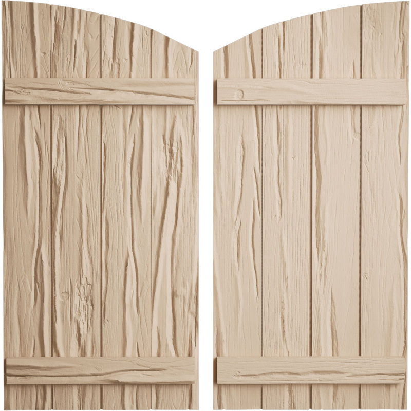 Timberthane à quatre planches jointes avec lattes elliptiques (par paire), Texture de pin noueux / brun clair apprêté, 22"