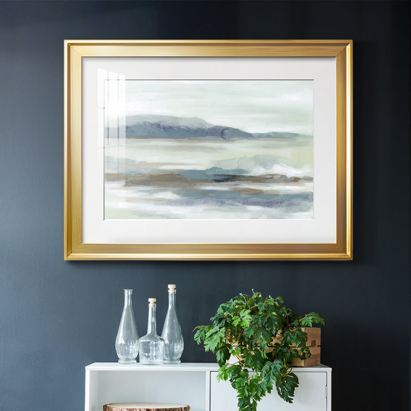 Soft Shores II - encadré avec cadre biseauté et verre, Or, H 15 po x l 21 po x P 1,5 po