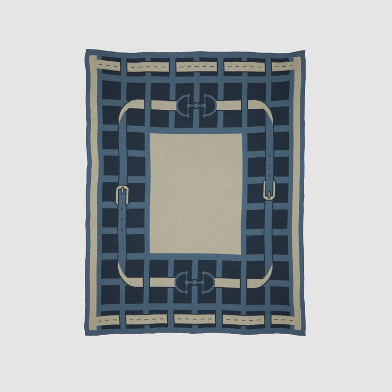 Equestrian Throw Blanket, Blue