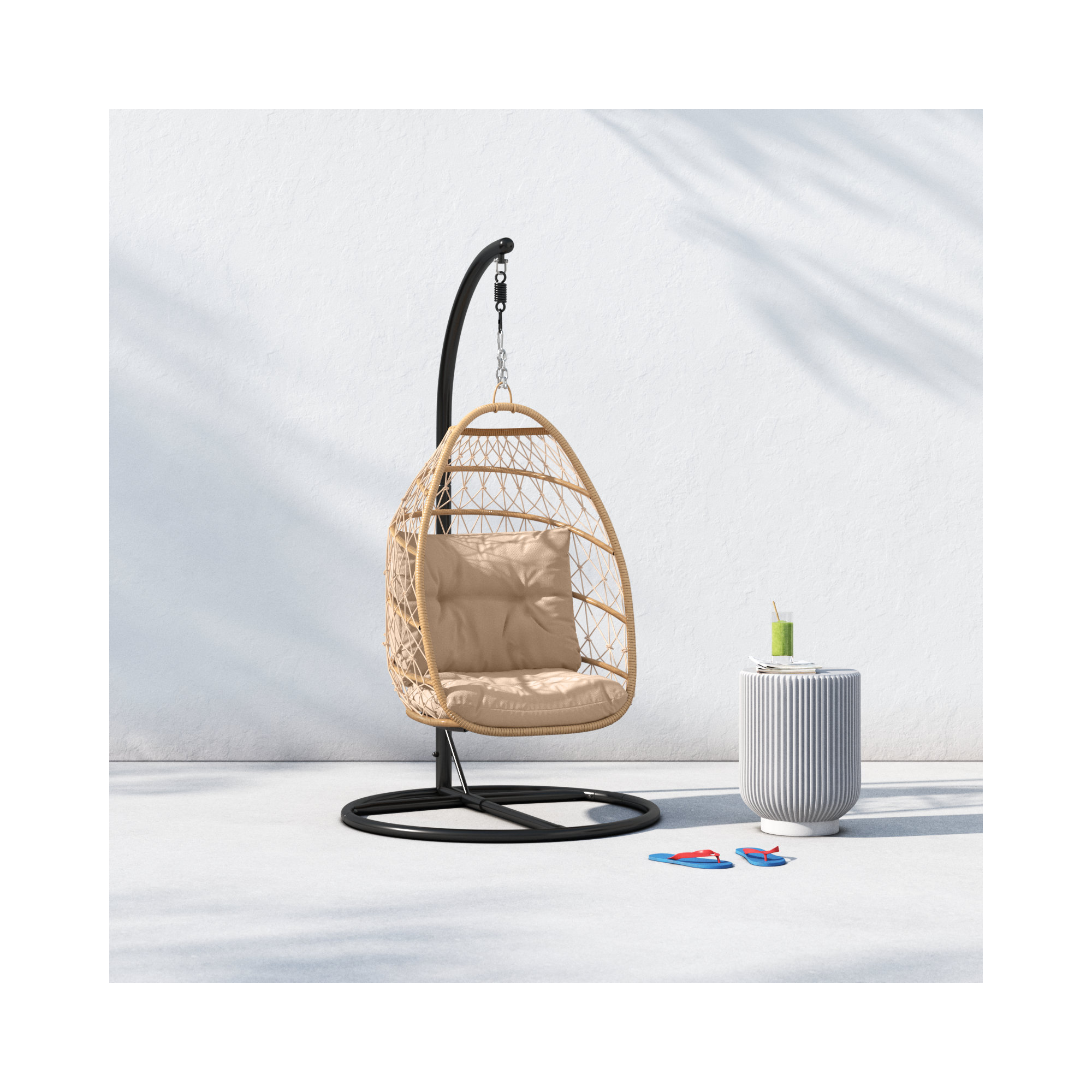 Barham Swing Chair with Stand, Brown/Black