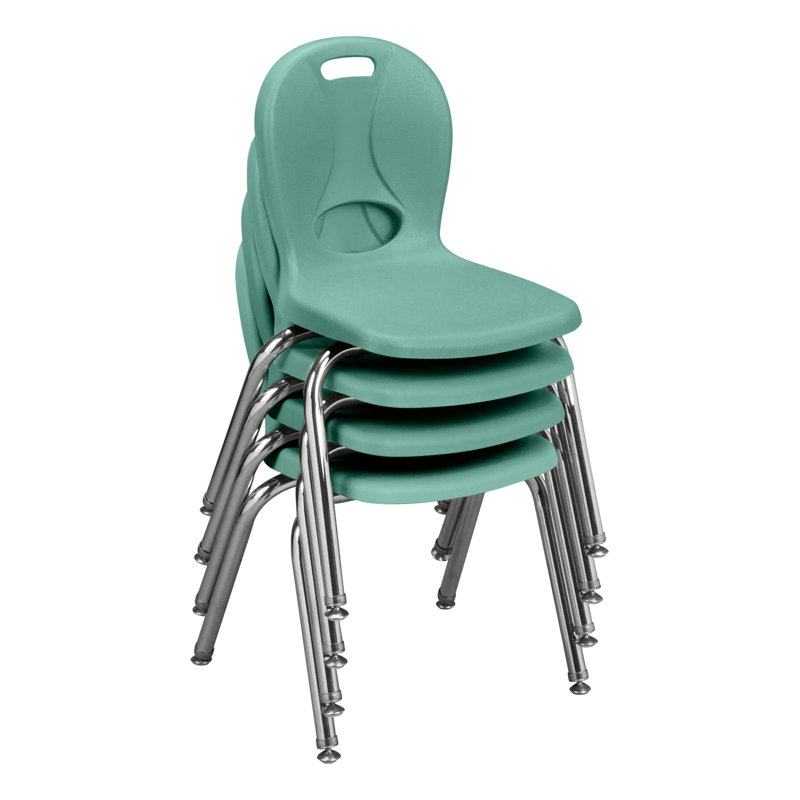 Structure Series Plastic Stacking Classroom Chairs with Contoured Seats (Set of 4), Écume de mer, 18", 4