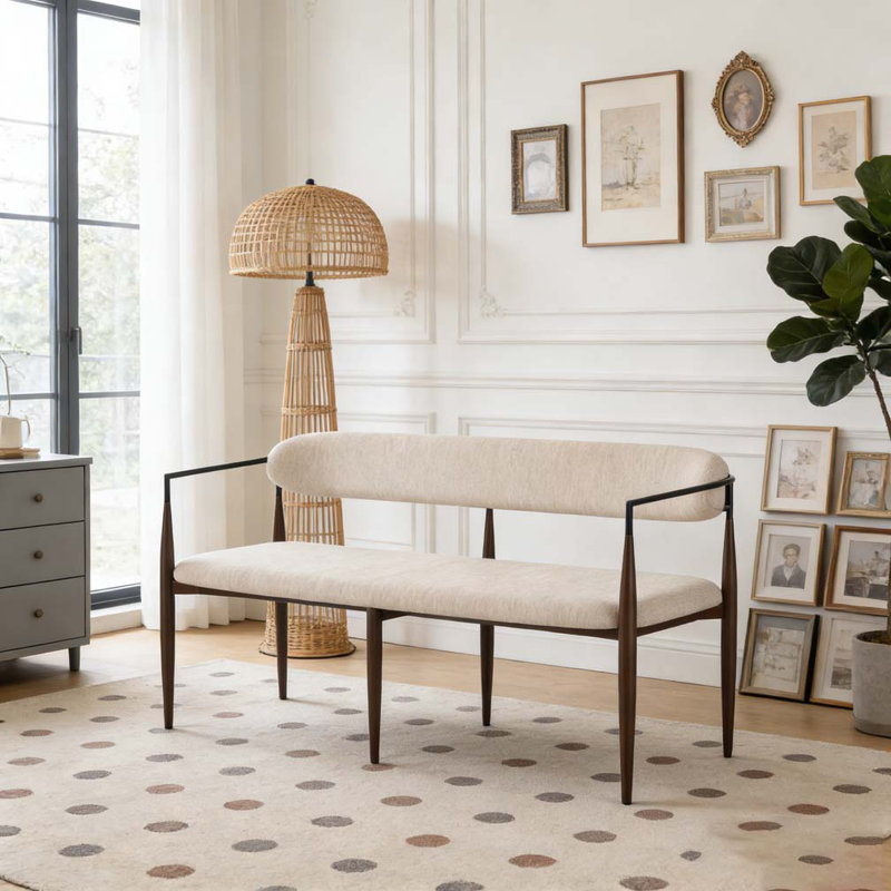 Canapé en métal, Beige, café foncé et noir