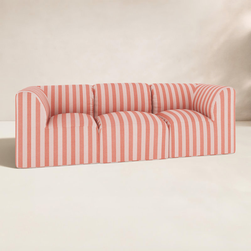 Canapé modulaire rembourré 3 pièces avec coussins Sunbrella Praia, Sunbrella® rayé expressif
