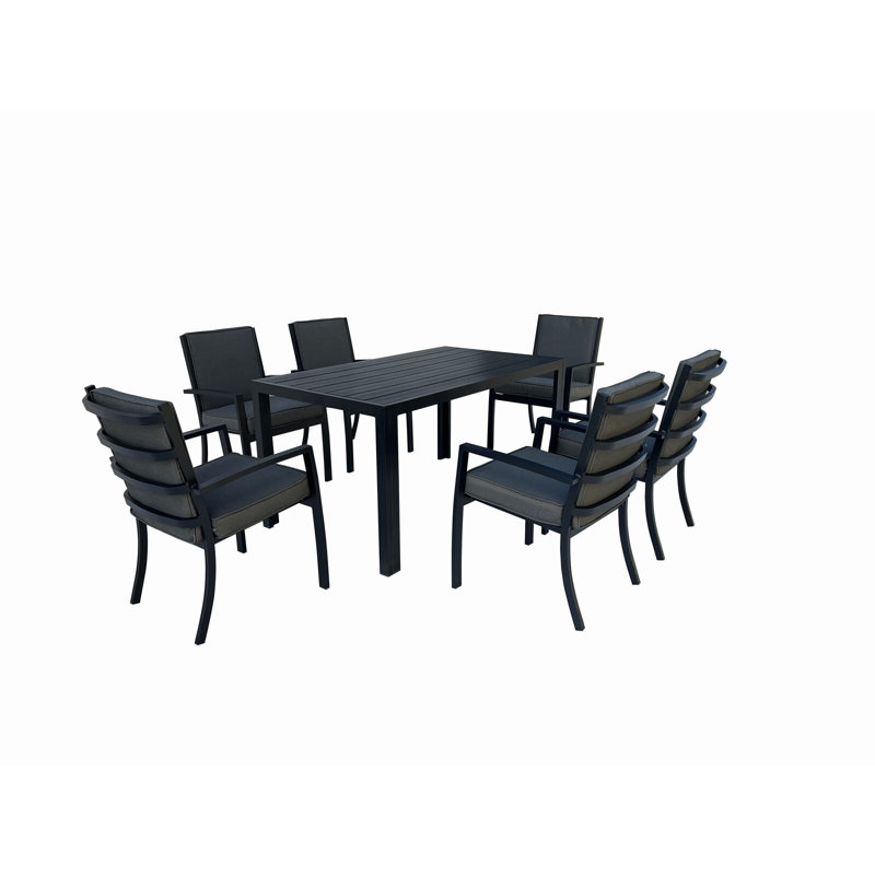 Motolal 6 - Person Patio Dining Set with Rectangular Table , Cushions Included, 74cm H x 85cm W x 145cm L