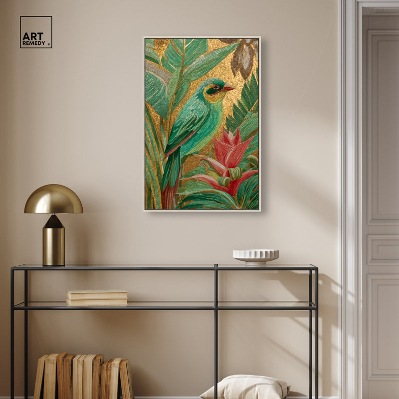 «Shimmering Bird», reproduction sur toile encadrée par Art Remedy, cadre argenté, 20 x 30, Silver Frame, 31"H x 21"W