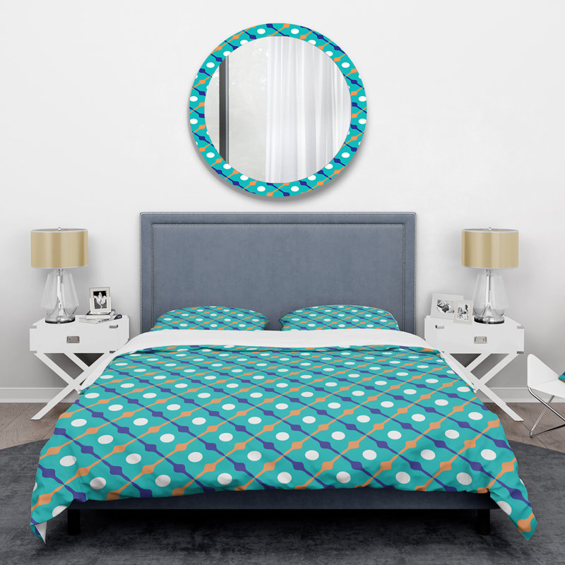  Ensemble de housse de couette rétro Abstract XV Mid-Century, Housse de couette très grand + 2 taies décoratives