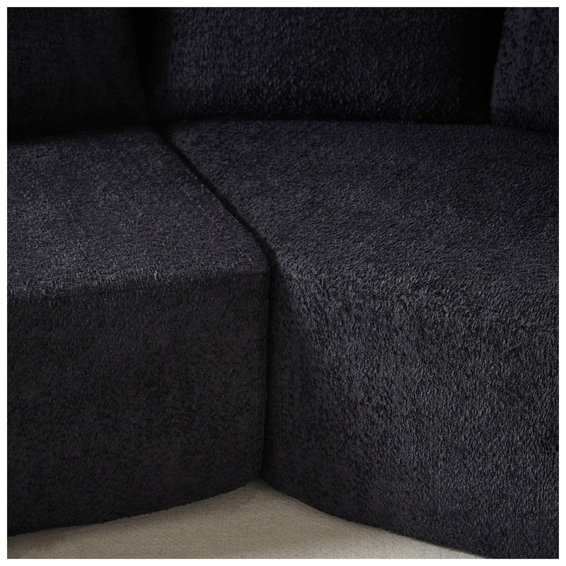Sup Furn106.3" W x 57.9" D x 29.5" H Chenille Fabric Modular Sectional Sofa, Black Chenille