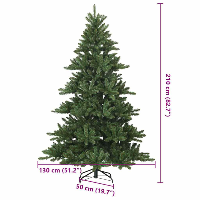 Artificial Hinged Christmas Tree with 300 LEDs, Green/Black, 6.89' H