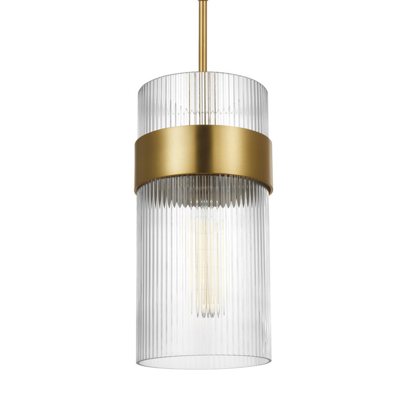 Geneva 1 - Light Pendant, 13.75" H x 7" W x 7" D, Burnished Brass