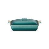 Le Creuset Stoneware Heritage Rectangular Covered Casserole, 4 Qt. - Blue Riviera