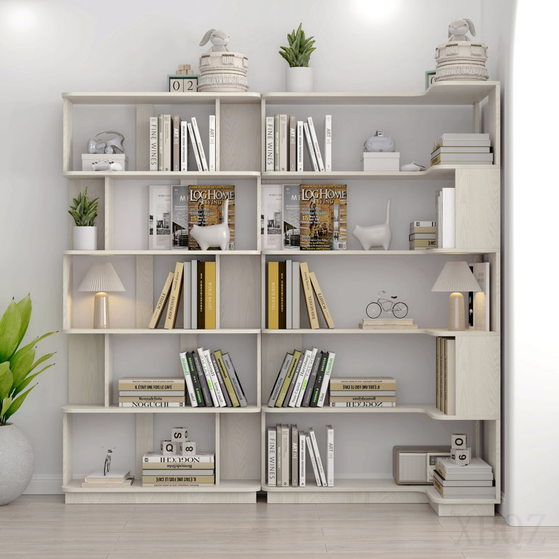 Bibliothèque d'angle peu encombrante de 90 cm + bibliothèque extensible de 80 cm, ensemble de 2 tablettes de présentation, couleur chêne blanc et 4 autres couleurs en option, meubles combinés et assortis