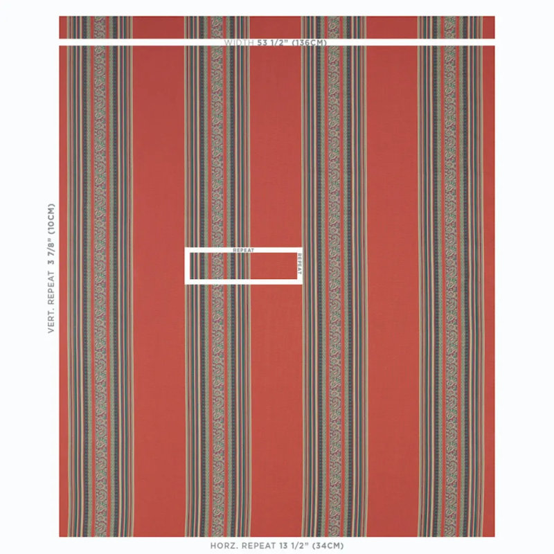 Markova Stripe Fabric, Red