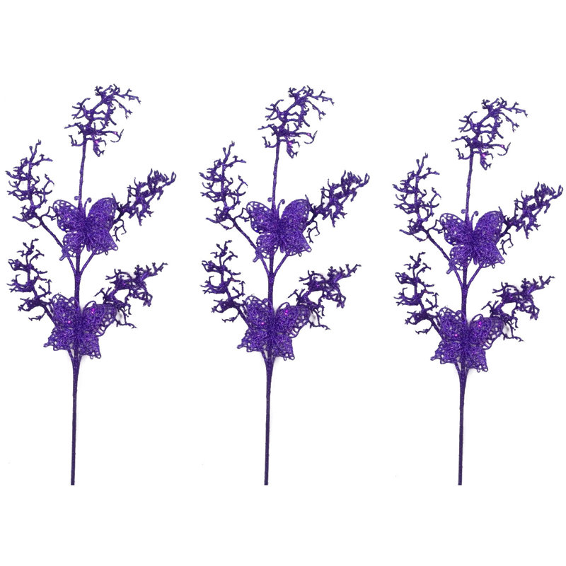 Médaillon de Noël scintillant corail et papillon, Mauve