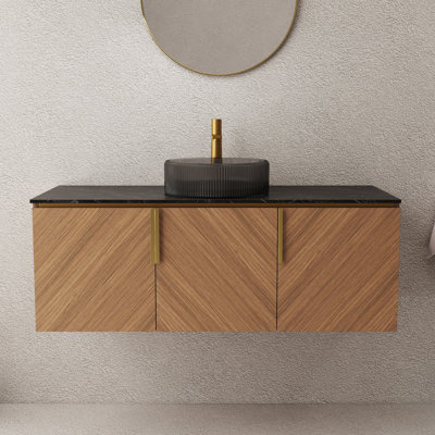 Meuble-lavabo de salle de bain mural moderne avec 3 portes