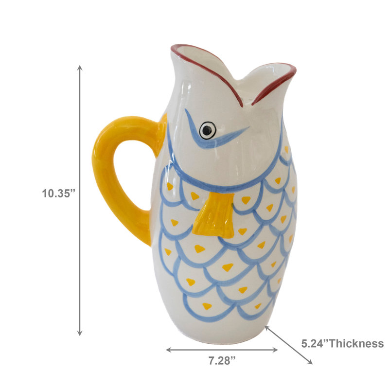 Haight Patterned Ceramic Fish Pitcher Vase