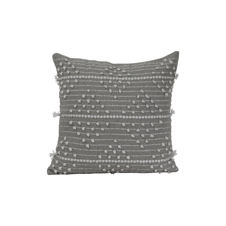 Foreside Home & Garden Diamond Pattern Hand Woven 18x18 Outdoor Decorative Throw Pillow with Pulled Yarn Accents