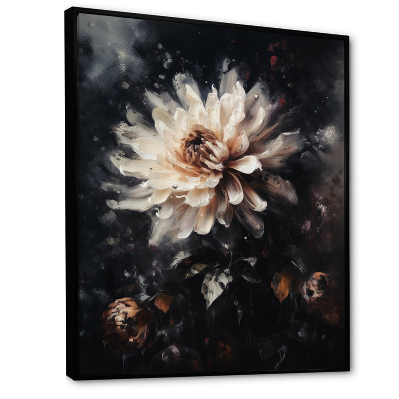 Crème de lotus floral Dreams II - imprimé, H 20 po x l 12 po x P 1 po, Cadre flottant noir