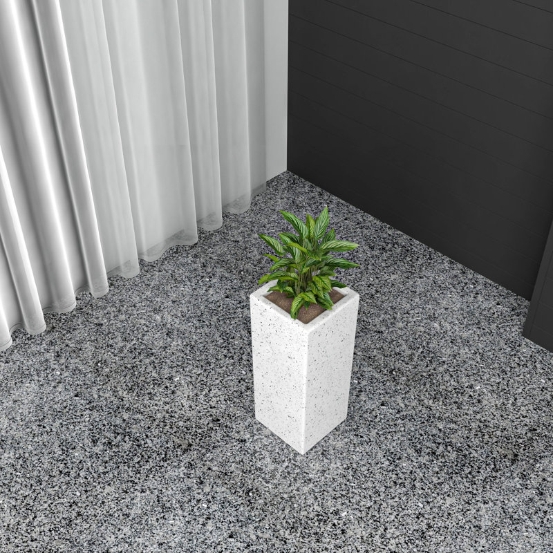 Pot à fleurs Terra Fiberstone et MGO, Blanc à pois, H 19,7 po x l 7,9 po x P 7,9 po