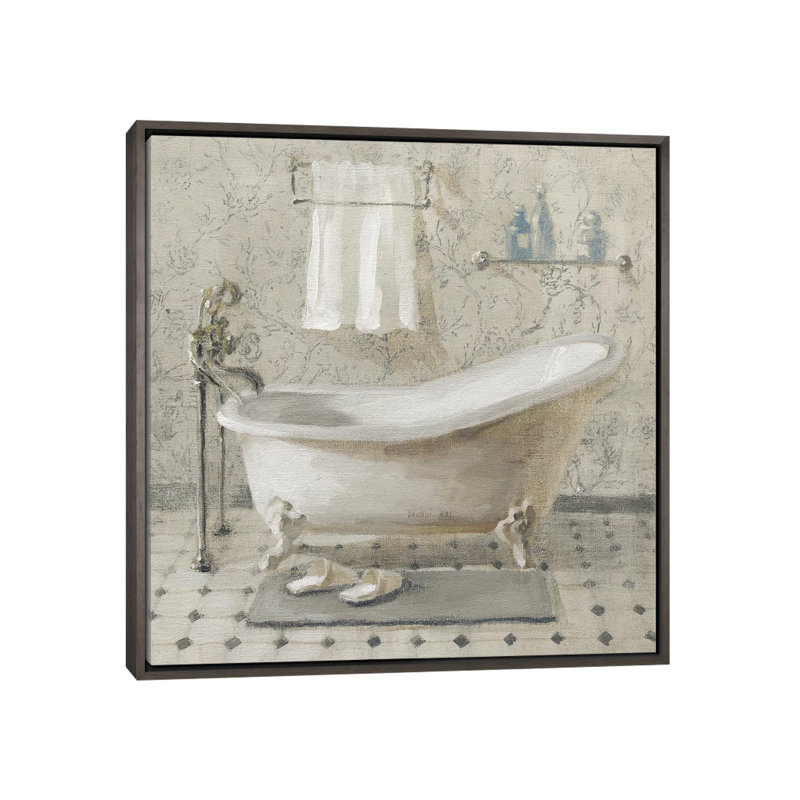 « Victorian Bath III Neutral » par Danhui nai, reproduction d’art, Pas de tapis, Toile avec cadre gris