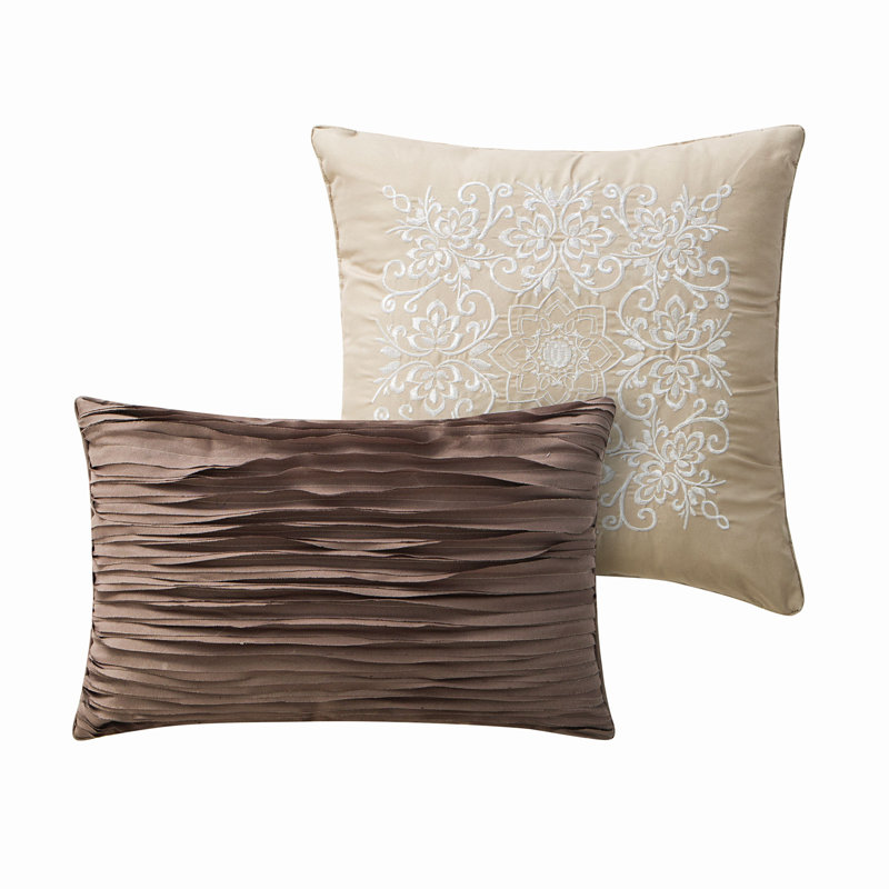 Ensemble d'édredon réversible 5 pièces Greer, Édredon de grand lit + 4 pièces additionnelles, Taupe