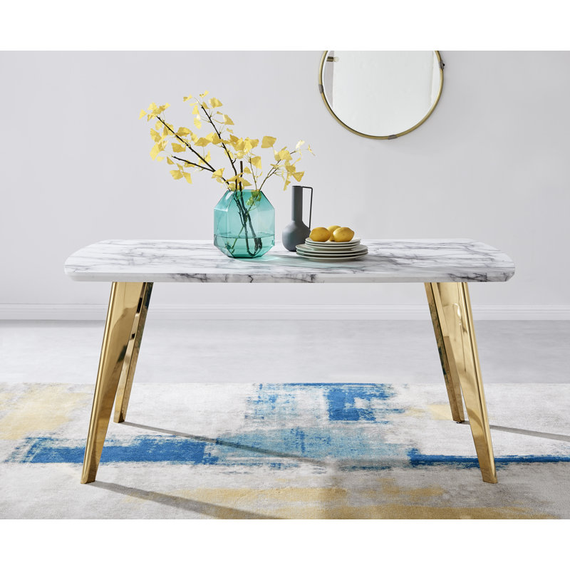 Corova Marble Effect Rectangle Dining Table - Modern Home