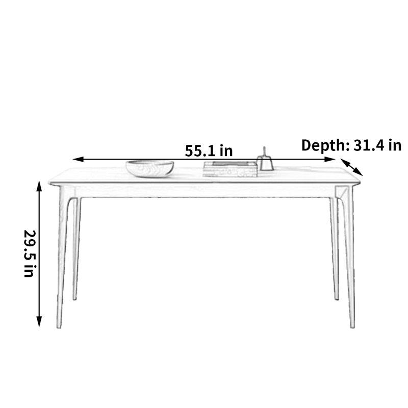 Quality simple dining table, 29.5"H x 55.1"L x 31.4"W