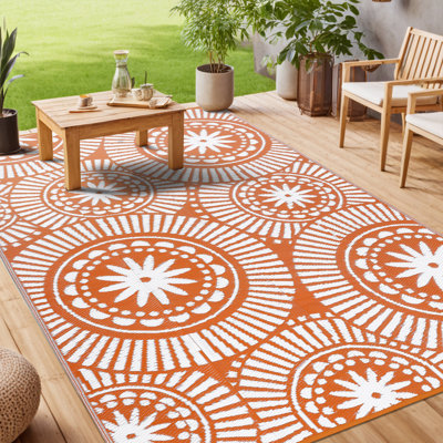 High Quality Plastic Straw Reversible Outdoor Rugs Waterproof Circles For RV, Patio, Deck, Camping