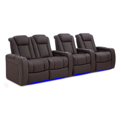 Siège de cinéma en cuir véritable de 123 po de largeur avec porte-gobelet