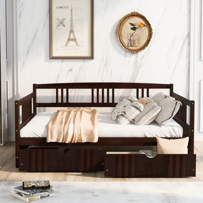 Wood Daybed With Drawers, Stable Frame For Daily Use Full Size Color Solid Bed