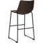 Brown And Black Armless Bar Stools  Pair  - Stylish Seating For Hangouts. Upholstered In Two-Tone Brown. Supportive Back Foot Support. Classic Industrial Design. Fits Various Hangout Areas. 39" H X