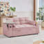 Canapé-lit chenille en tissu avec accoudoirs de rangement, port USB et table d'appoint-1348145048