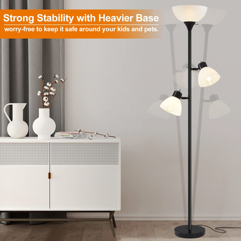 Mapleview 72'' Black Tree Floor Lamp, White, Black